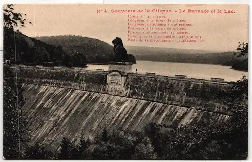 AK Frankreich Souvenir de la Gileppe - Le Barrage et le Lac #PN146