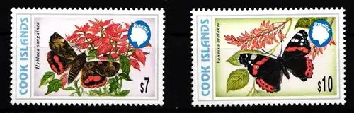 Cookinseln 1491 und 1492 postfrisch Schmetterling #IH012