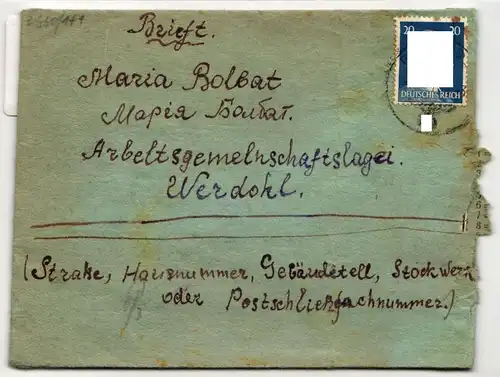 Deutsches Reich 791 auf Brief ins Arbeitslager Werdohl #ID660