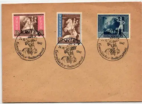 Deutsches Reich 820-822 Satzbrief ungelaufen mit Sonderstempel Wien #ID673