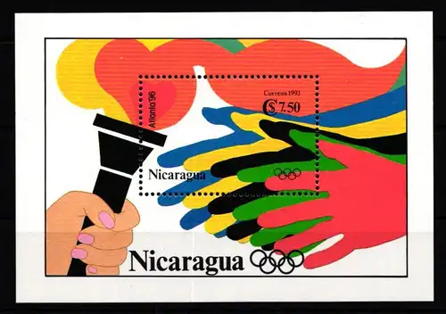 Nicaragua Block 206 mit 3227 postfrisch Olympische Spiele Atlanta 1996 #IB152
