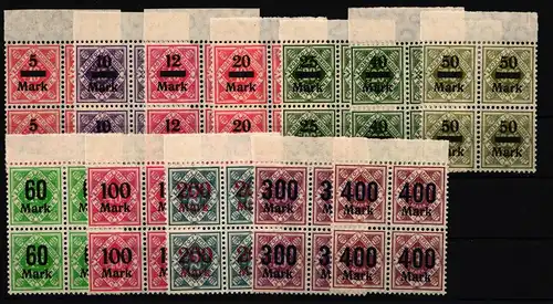 Württemberg Dienst 159-170 4er Block, oberes Paar Falz, unten postfrisch #IK290