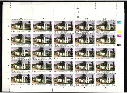 Südafrika 689-692 postfrisch Zusammendruckbögen / Architektur #IH223