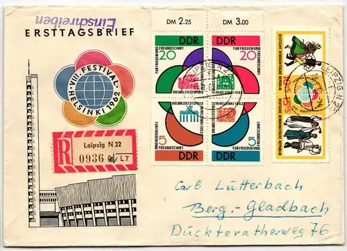 DDR 901-904, 905-906 auf Brief Viererblock bzw. Zusammendruck #ID766