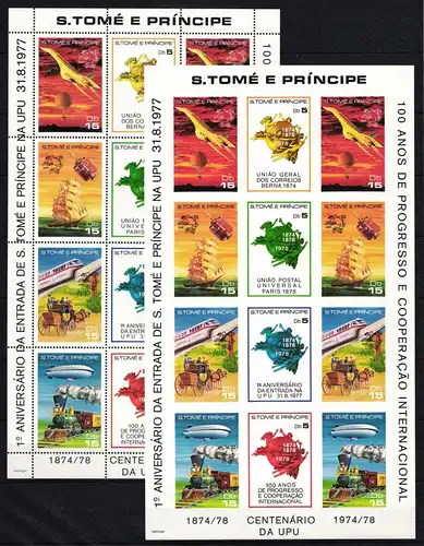 Sao Tome e Principe 522-529 postfrisch als Zd-Bogen A und B Eisenbahn #IE661