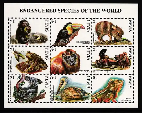 Nevis 1217-1225 postfrisch Kleinbogen / Schmetterling #IH083