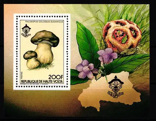 Obervolta 952 postfrisch Einzelblock / Pilze #HR950