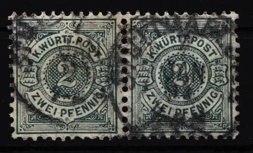Württemberg 60 gestempelt waagerechtes Paar, Vollstempel #IK455