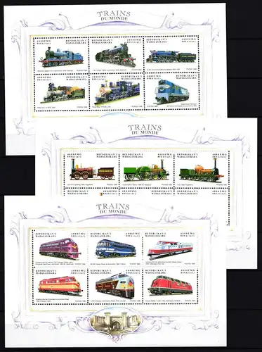 Madagaskar 2267-2284 postfrisch Kleinbogensatz Eisenbahn Lokomotive #IE659