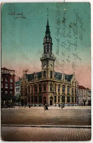 AK Kortrijk Rathaus Feldpost 1915 #PN112