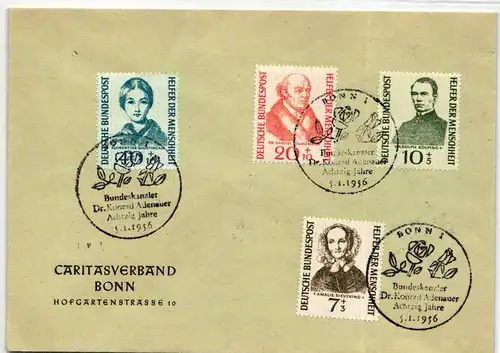 BRD 222-225 auf Brief Sonderstempel Adenauer wird Achtzig #ID926