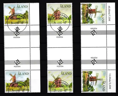 Aland 192-194 gestempelt Paare mit Zwischensteg / Mühlen #IH310