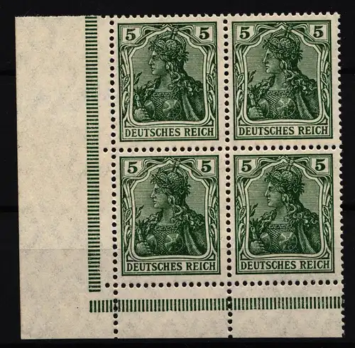 Deutsches Reich 85IIe postfrisch als 4er Eckrand geprüft Zenker BPP #HZ279