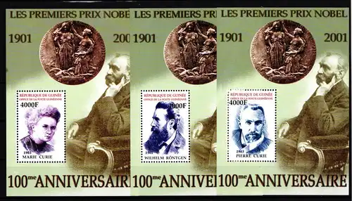 Guinea Block 739 und 740 und 742 postfrisch Nobelpreis #IH267
