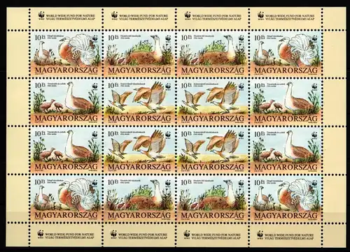 Ungarn 4282-4285 postfrisch Kleinbogen Naturschutz Großtrappe #IJ508