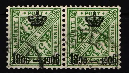 Württemberg Dienst 219 gestempelt waagerechtes Paar #IK308