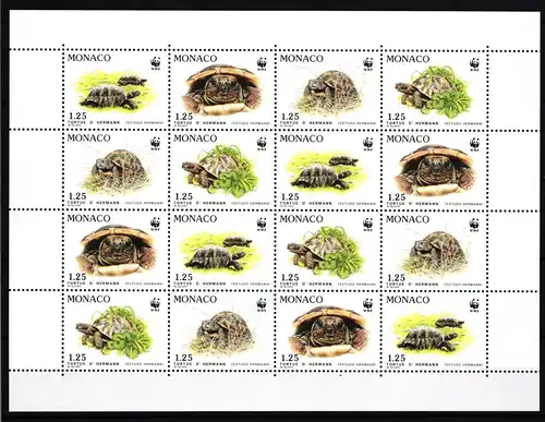 Monaco 2046-2049 postfrisch Zusammendruckbogen / Schildkröte #IH355