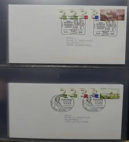 BRD Sammlung aktueller Erstagsbriefe aus 2018-2019 #LW823