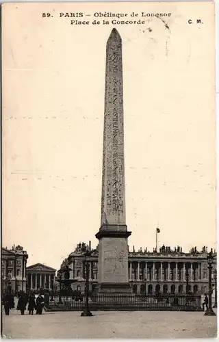 AK Paris Obélisque de Lonqsor - Place de la Concorde 1909 #PM694