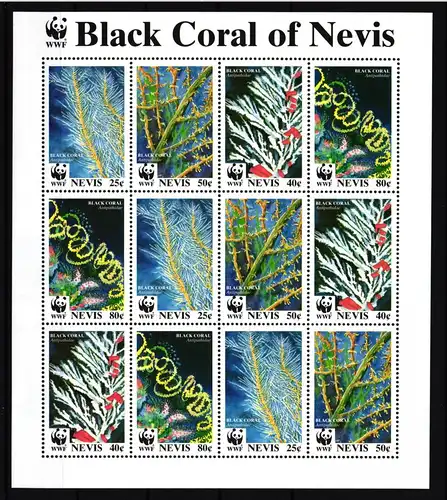 Nevis 836-839 postfrisch als Zd-Bogen Korallen #IG218