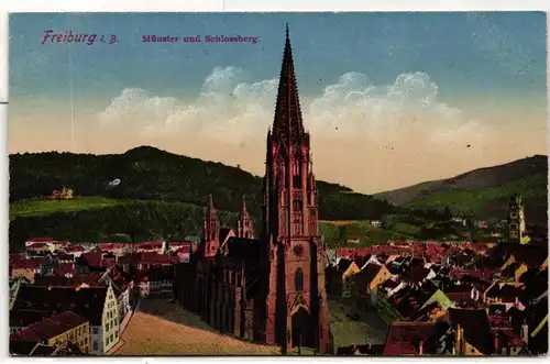 AK Freiburg i. B. Münster und Schlossberg 1918 #PN054