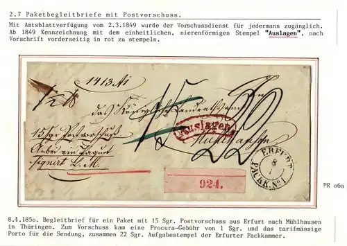 Vorphila Paketbegleitbrief von 1850 mit Postvorschuss Auslagen Stempel #IB627