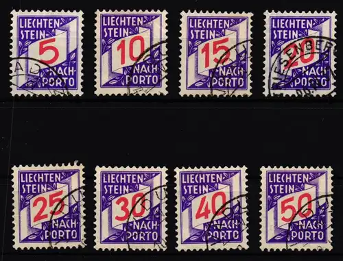 Liechtenstein Portomarken 13-20 gestempelt #IG072