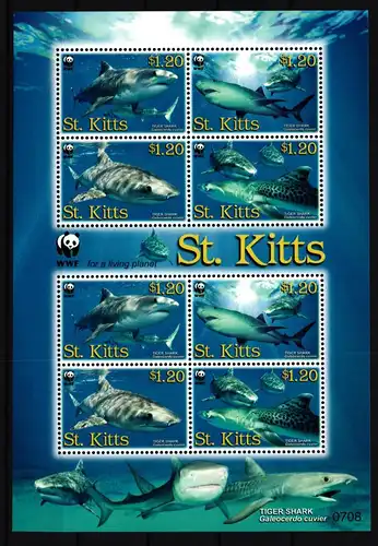 St. Kitts 955-58 postfrisch als ZD-Bogen, Fische WWF #IG264