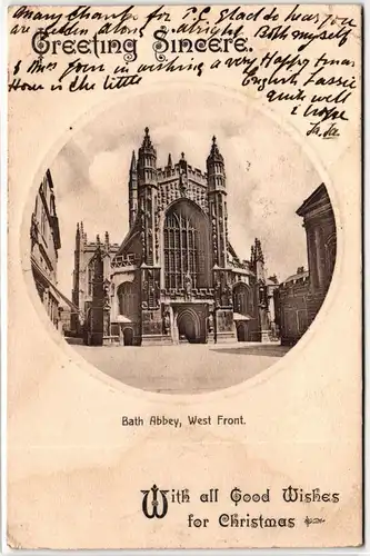 AK Bath Abbey, West Front 1909 #PM624