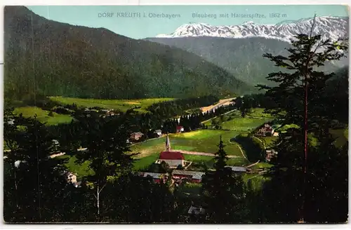 AK Dorf Kreuth i. Oberbayer Blauberg mit Halserspitze, 1862 m #PN024