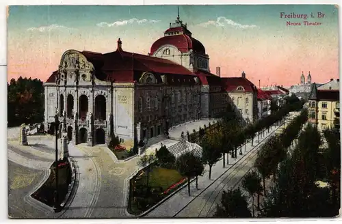 AK Freiburg i. B. Neues Theater Feldpost 1918 #PN010
