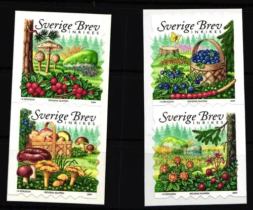 Schweden 2412-2415 postfrisch 2 Paare Beeren und Pilze #IJ832