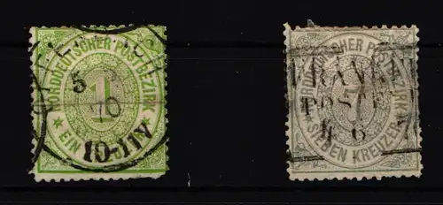 Norddeutscher Bund 19, 22 gestempelt Mängel #IL054