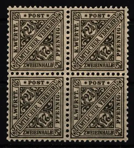 Württemberg Dienst 237 postfrisch 4er Block, gefaltet #IK405