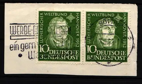 BRD 149 gestempelt Paar auf Briefstück, Vollstempel #ID989