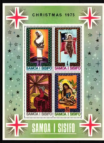 Samoa Block 9 mit 324-327 postfrisch Weihnachten #IJ716