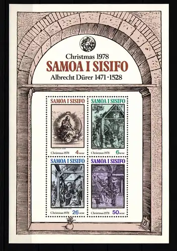 Samoa Block 17 mit 395-398 postfrisch Weihnachten #IJ729