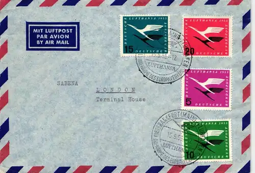 BRD 205-208 auf Aerogramm in Mischfrankatur, portogerecht #IK101