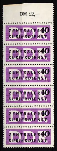 DDR Dienstmarken 8 postfrisch 6er Streifen vom Oberrand #IK176