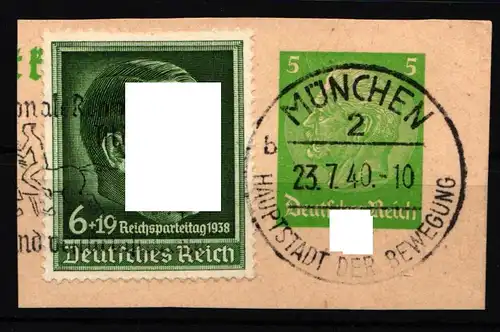 Deutsches Reich 672 gestempelt auf Briefstück, Vollstempel München #IK206