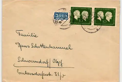 BRD 197 auf Brief als Mehrfachfrankatur portogerecht #IK131