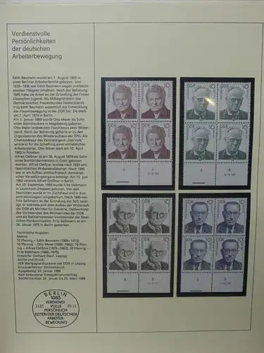 DDR Jahres Exklusivzusammenstellung Nr. 1 von 1989 Eckrandviererblöcke #LX065