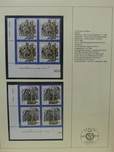 DDR Jahres Exklusivzusammenstellung Nr. 1 von 1989 Eckrandviererblöcke #LX065