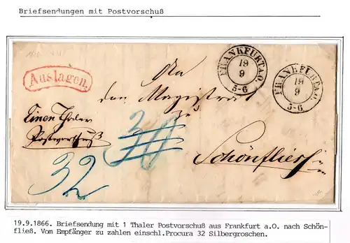 Preußen Paketbegleitbrief mit Postvorschuss mit Procura #IB726