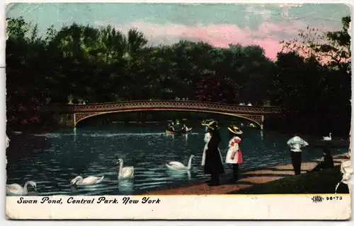 AK New York Swan Pond, Central Park 1909 #PN136