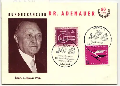 BRD 205 auf Gedenkkarte Dr. Adenauer #IK142