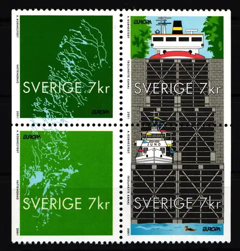 Schweden 2232-2235 postfrisch Viererblock Schiffe und Gewässer #IJ773