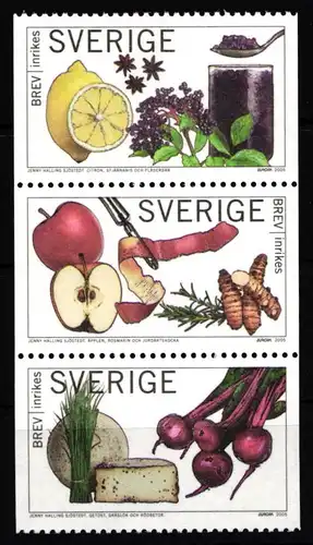 Schweden 2463–2465 postfrisch Dreierstreifen Obst und Gemüse #IJ861