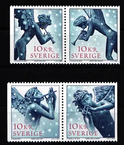 Schweden 2506-2509 postfrisch 2 Paare Weihnachten Weihnachtsengel #IJ885
