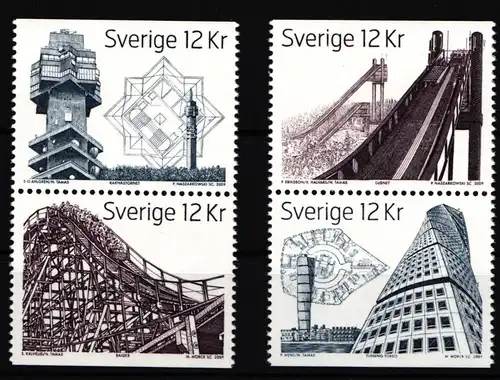 Schweden 2702D-2705D postfrisch 2 Paare Hohe Bauwerke #IK522